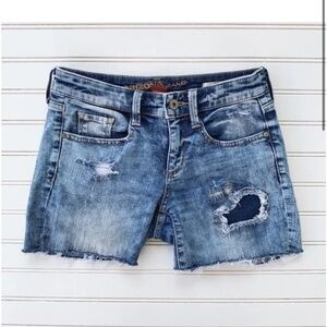 Blue Denim Distressed Women Shorts